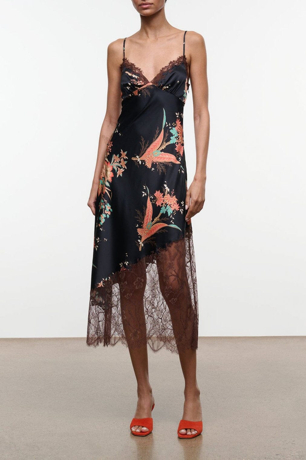STAUD Lara Silk Dress Tapestry Noir - Dresses available at Hiptique in Woodland Hills