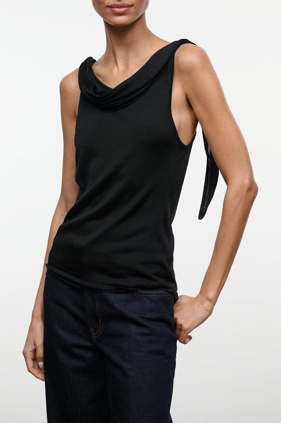 STAUD Liana Top Black - Tops available at Hiptique in Woodland Hills