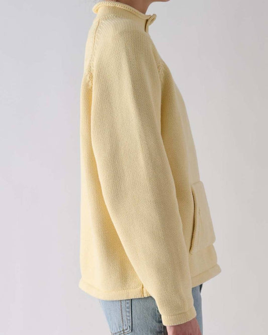 STILL HERE Snap Collar Sweater Butter - Sweaters available at Hiptique in Woodland Hills