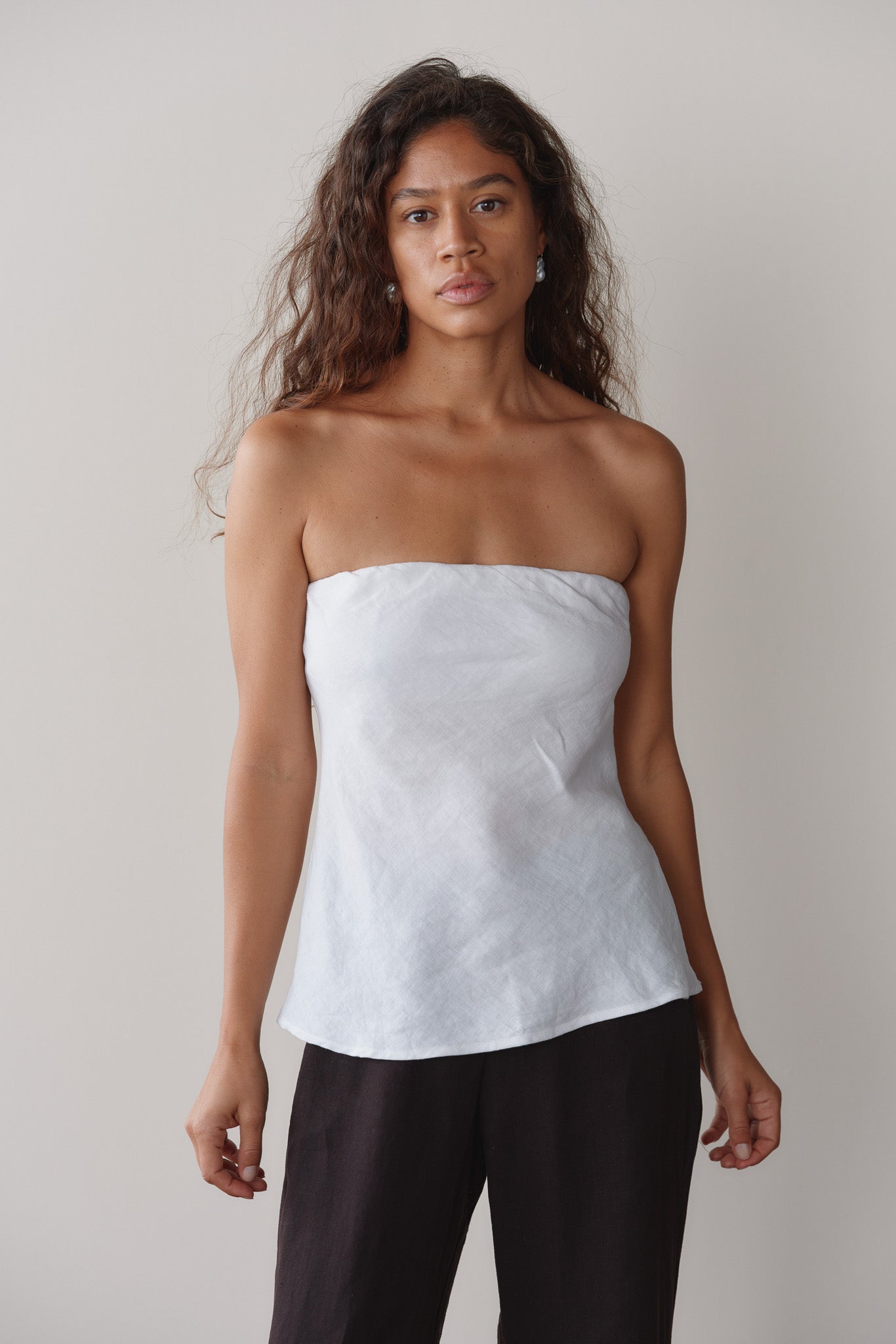 DONNI The Linen Tube Top Powder - top available at Hiptique boutique in Woodland Hills California