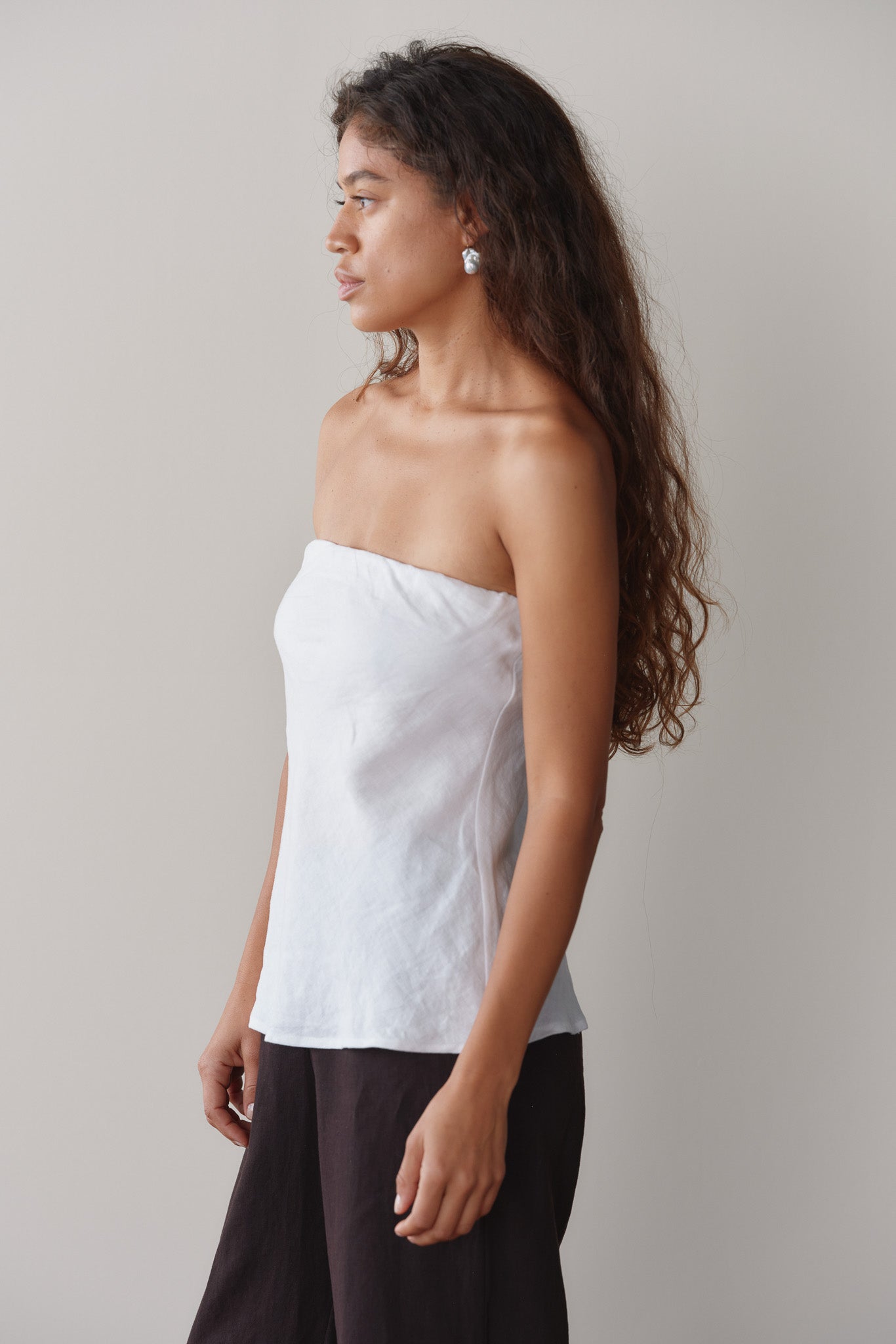 DONNI The Linen Tube Top Powder - top available at Hiptique boutique in Woodland Hills California