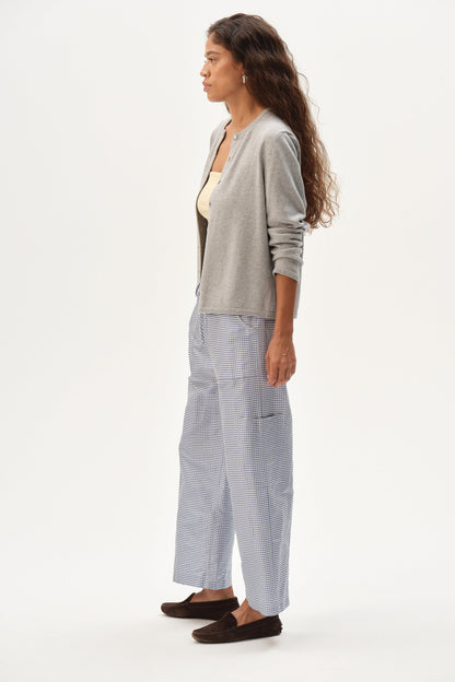 DONNI The Taffeta Gingham Drawstring Cargo CornFlower - pant available at Hiptique boutique in Woodland Hills California