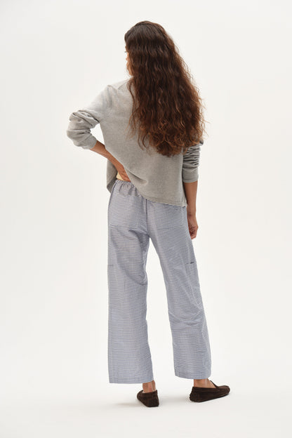 DONNI The Taffeta Gingham Drawstring Cargo CornFlower - pant available at Hiptique boutique in Woodland Hills California