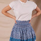 This skirt features a high waist band and white lace on the hem  100% cotton  Runs true to size